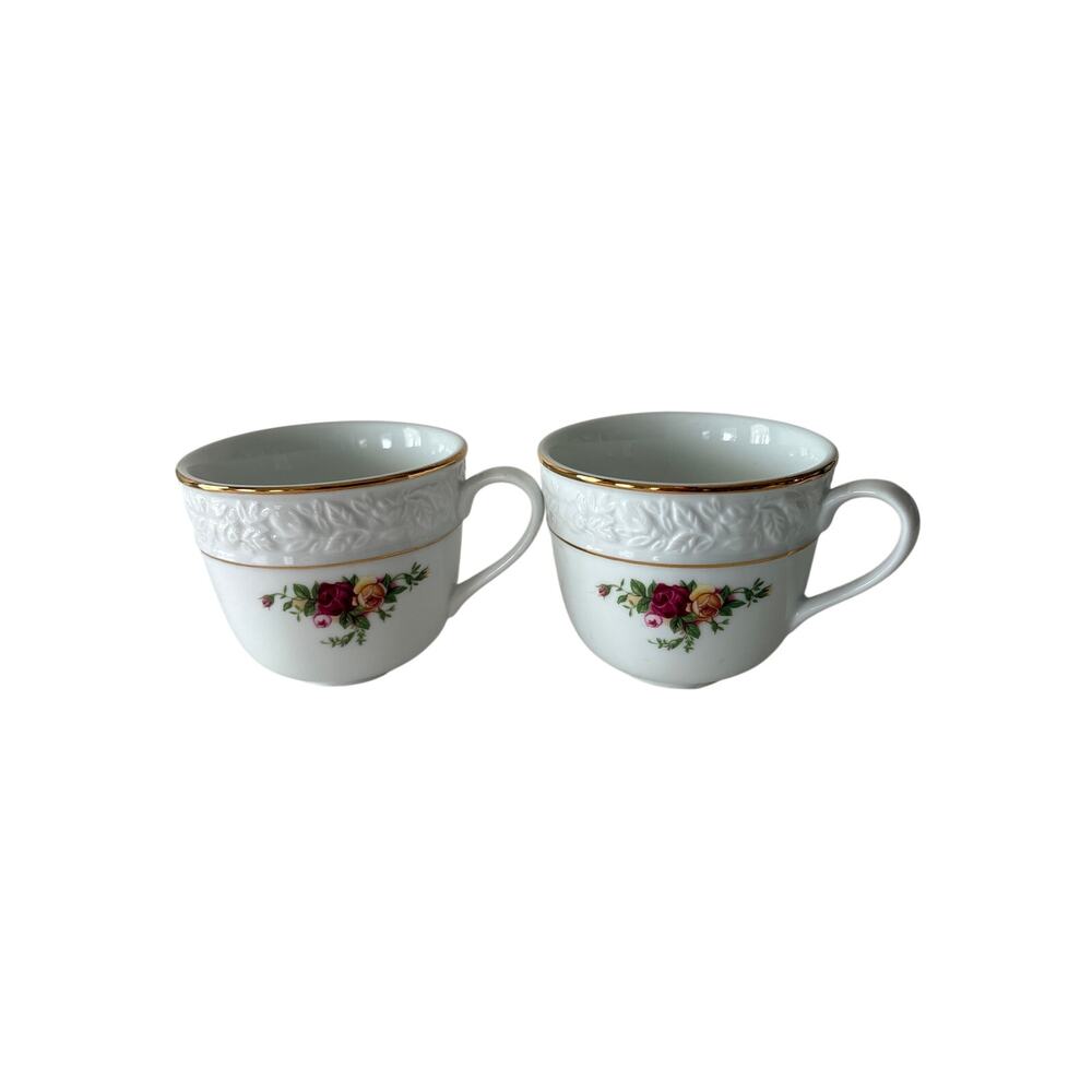 Royal Albert Old Country Roses Sculpted Cups Set of 2 Bone China England